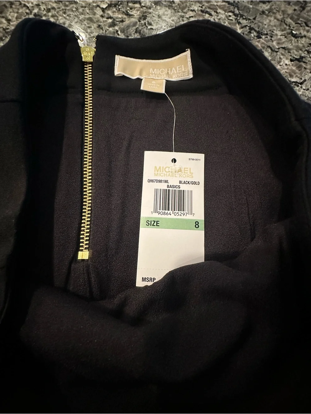 Michael Kors Black Pencil Skirt with Gold Zippers